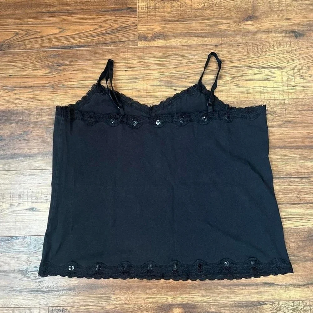 Black Lace Cami Top Women 2X Y2K Sequins Soft Grunge Coquette Fairy Whimsigoth - Picture 4 of 5